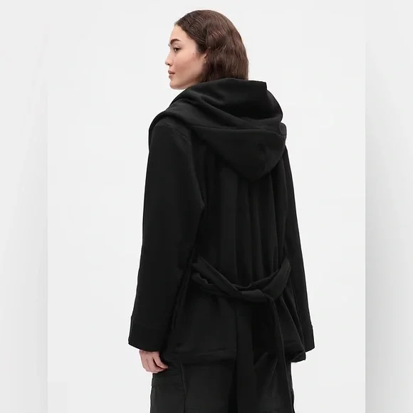 Viral GAP x BÉIS Collab Black Oversized Blanket Jacket Belted Coat L/XL - Picture 3 of 11